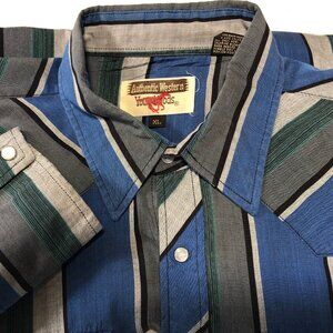 Authentic Western Youngbloods Button Front Cowboy Shirt Pearl Snaps Mens Size XL